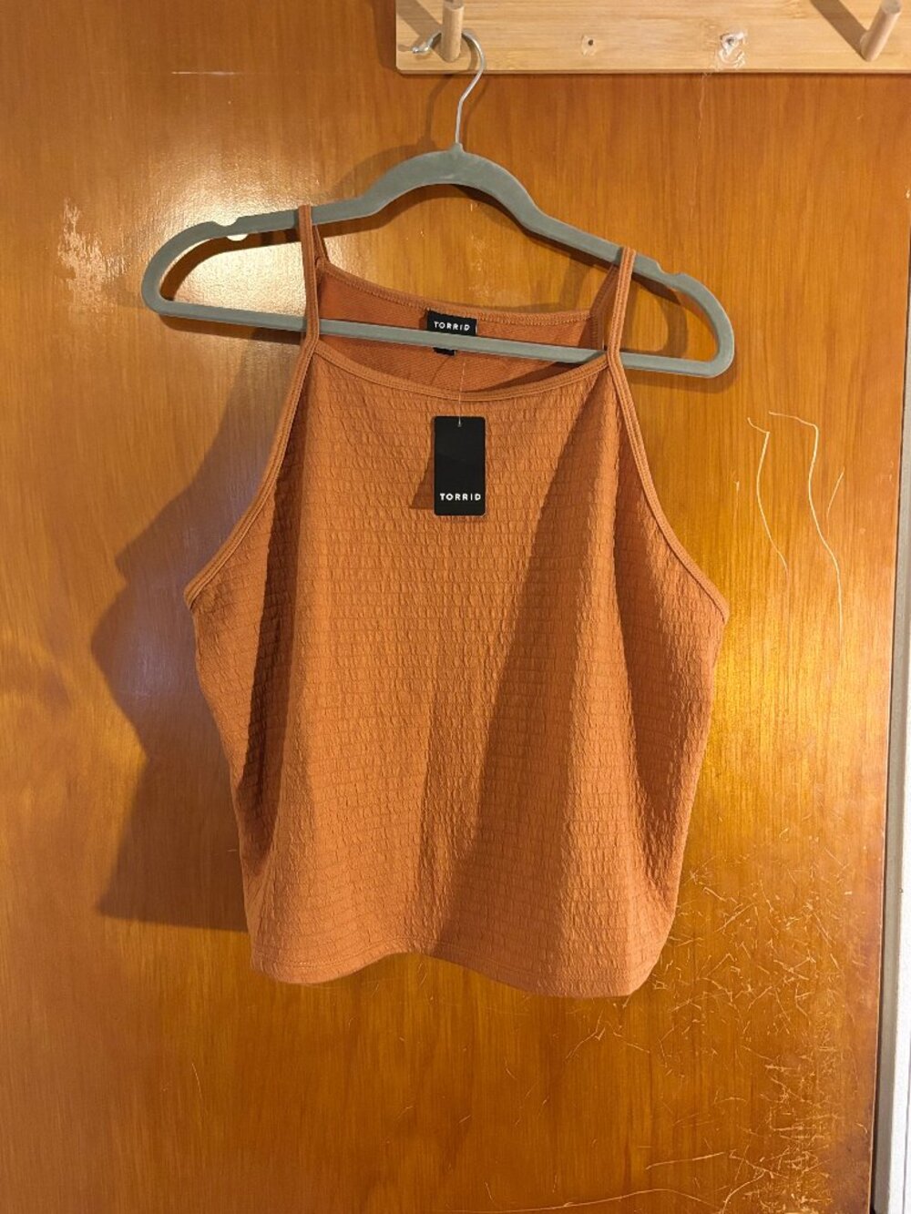 NWT Torrid Amber Brown Crinkle Knit Goddess Neck Crop Tank Top 2 / 2X